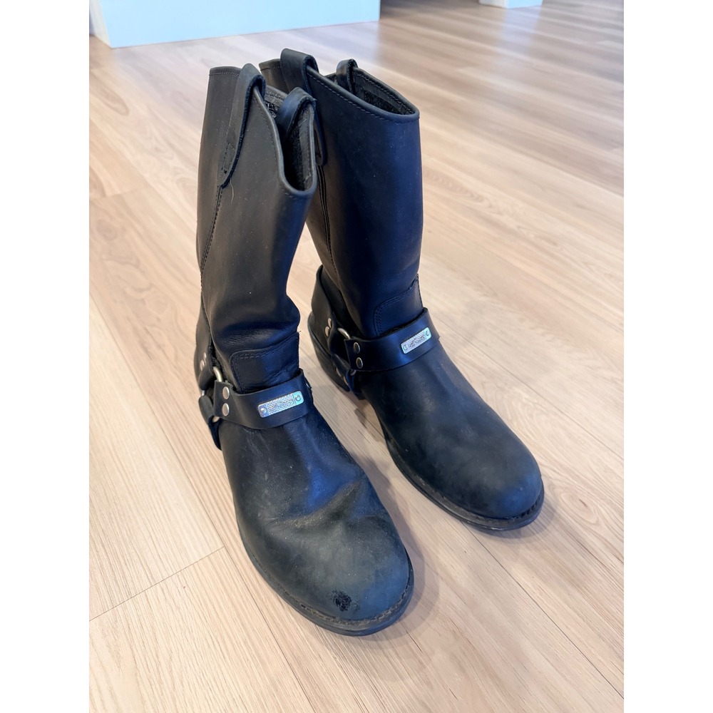 West Coast Choppers Men Black Leather Harness Biker Boots Tactical Workwear 11.5